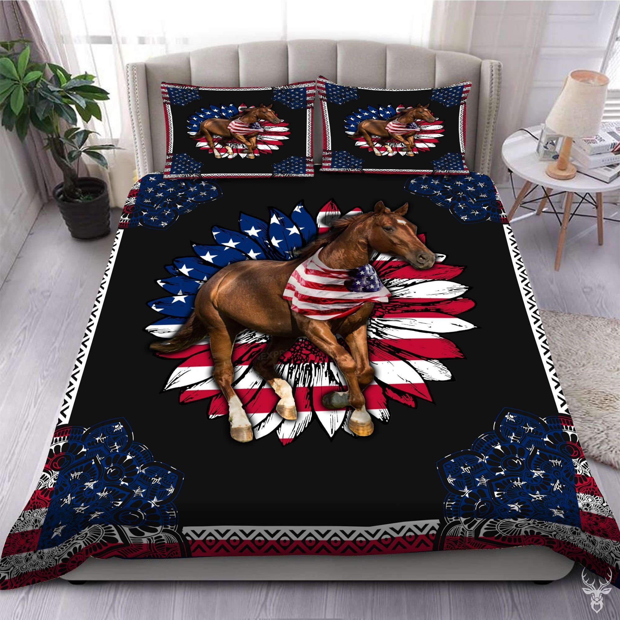 Horse Flag Flower Bedding Set