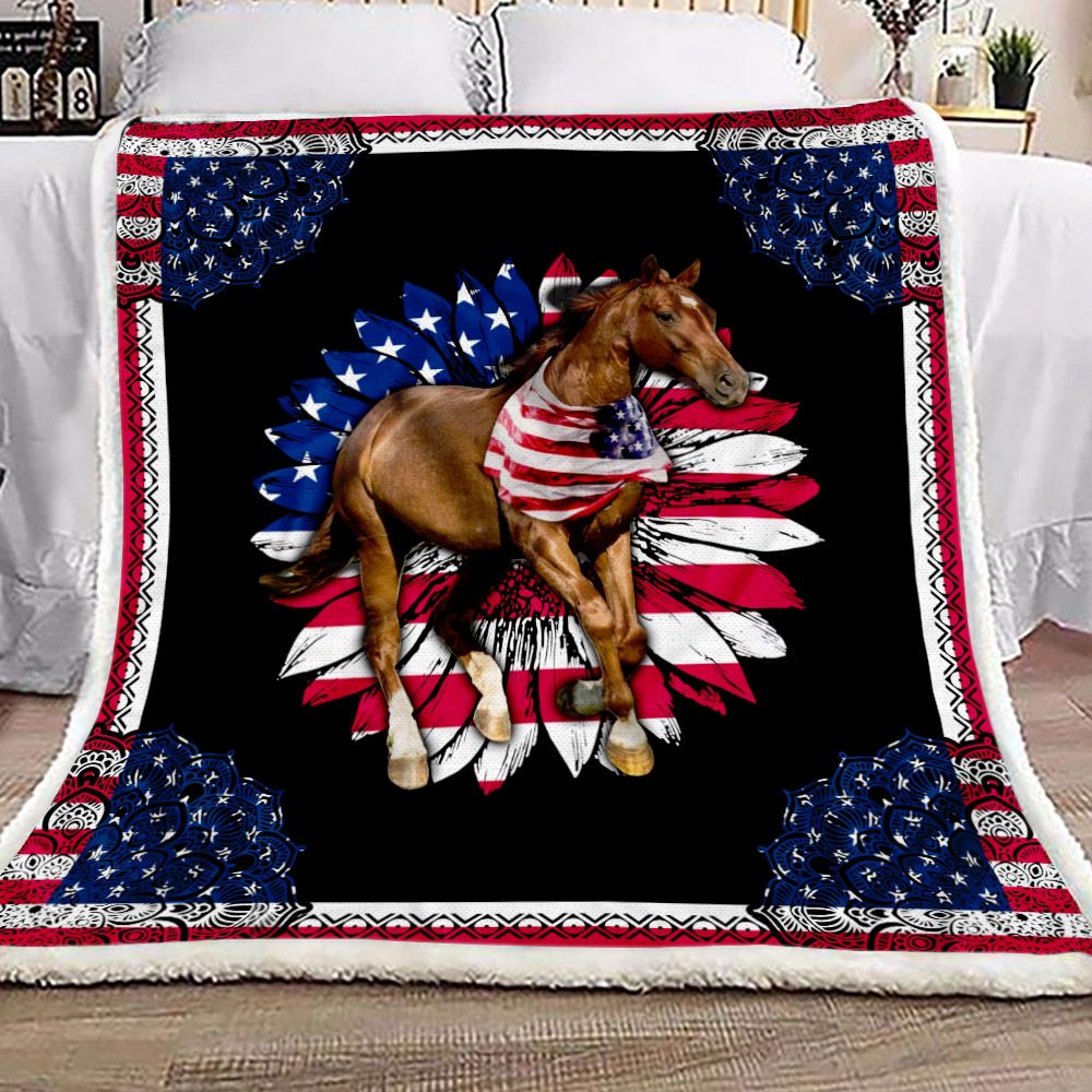 Horse Flag Flower Fleece Blanket