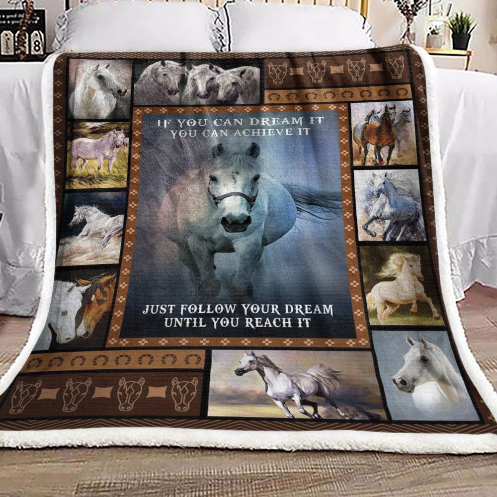 Horse Follow Your Dream Sherpa Fleece Blanket