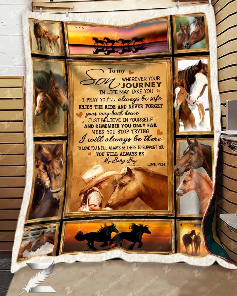 Horse For Son From Mom Journey Sherpa Fleece Blanket
