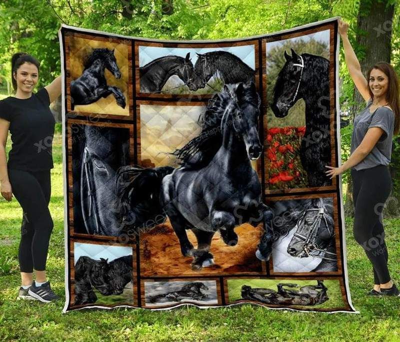 Horse Friesian Horse GS-CL-DT2906 Quilt Blanket