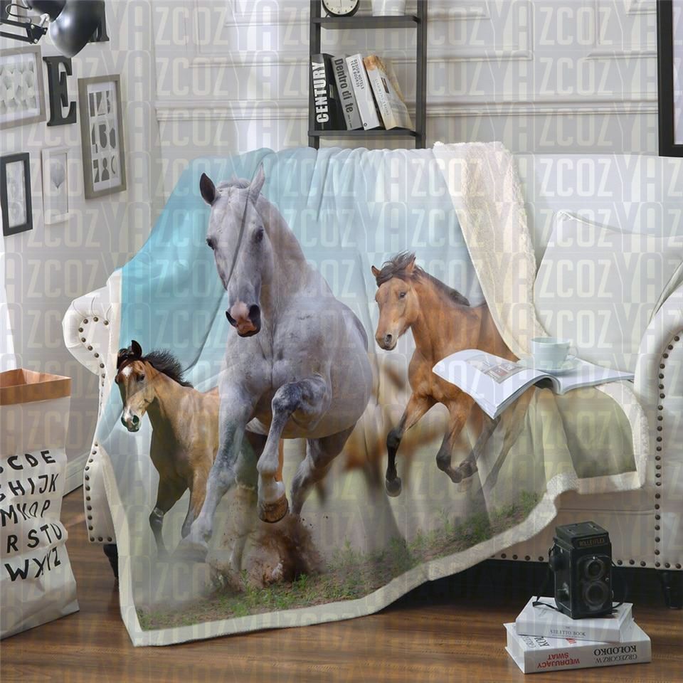 Horse Fun Sherpa Fleece Blanket