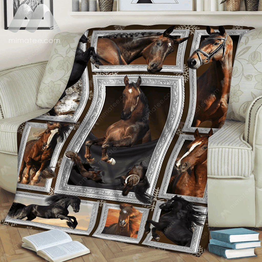 Horse Funny Blanket Faces Sherpa Fleece Blanket