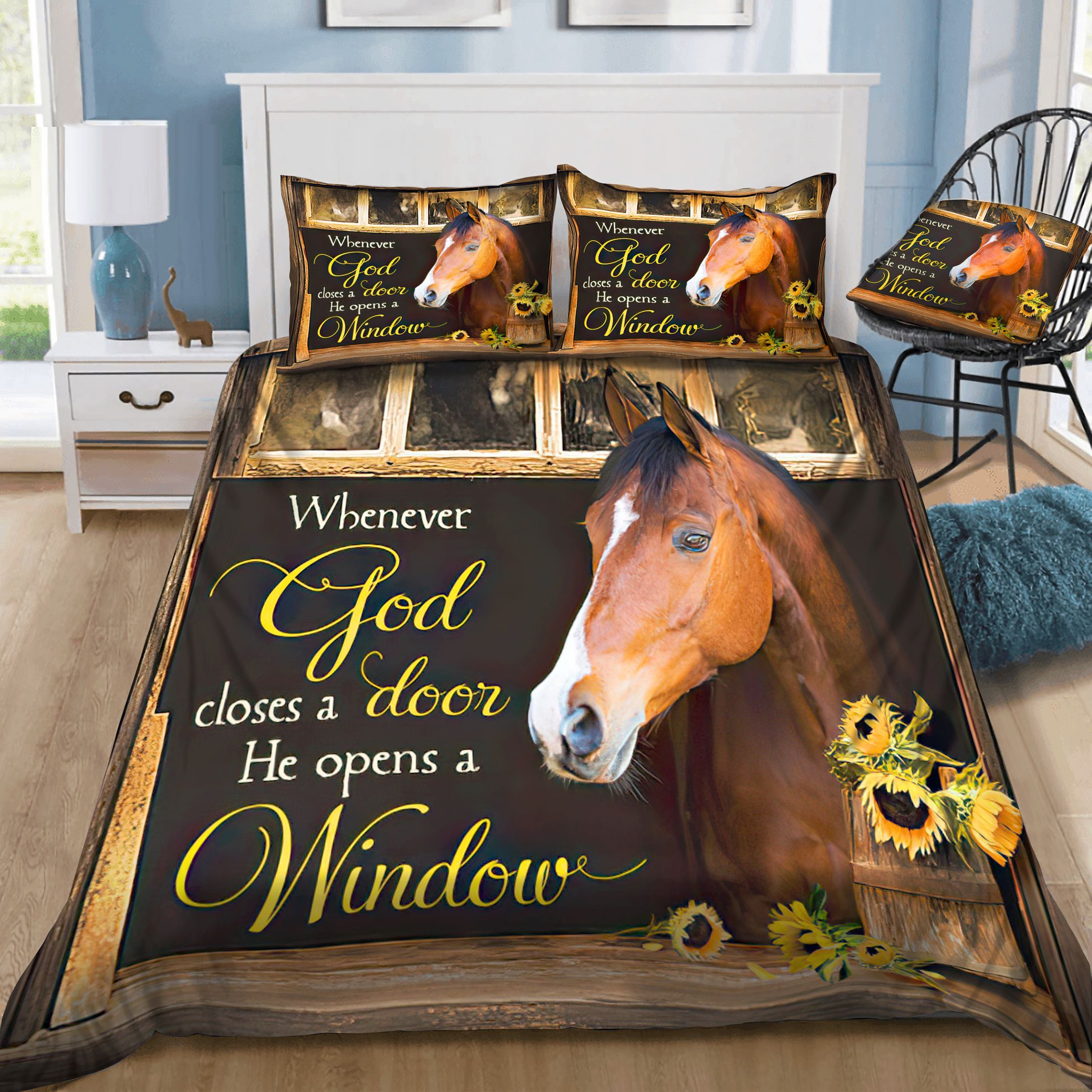 Horse God Opens A Window Bedding Set