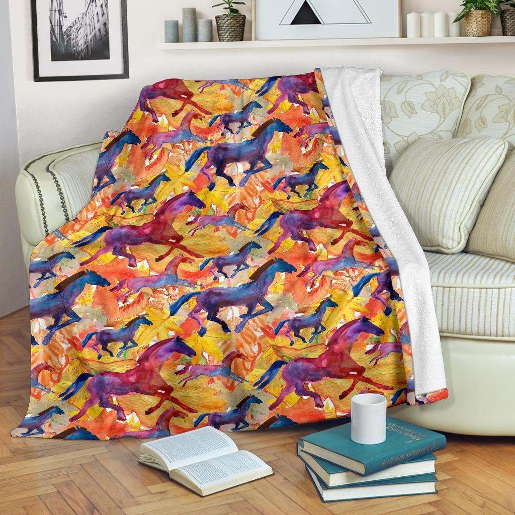 Horse Hand Drawn Sherpa Fleece Blanket