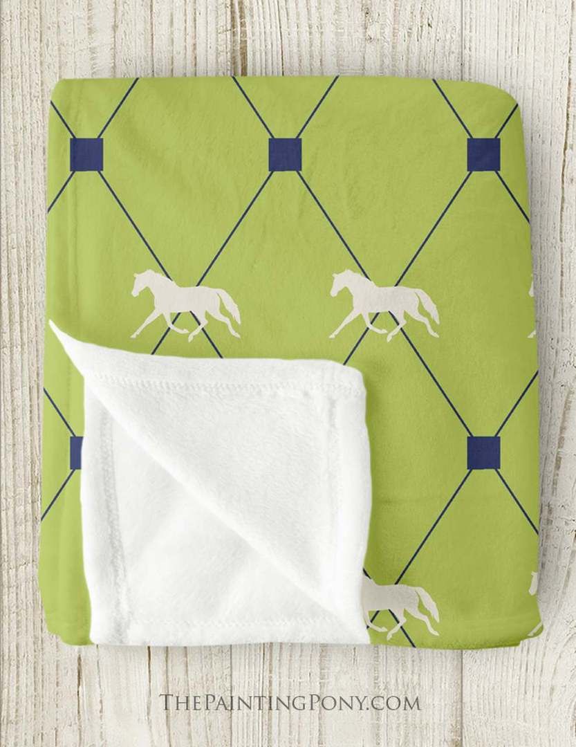 Horse Harlequin Pattern Sherpa Fleece Blanket