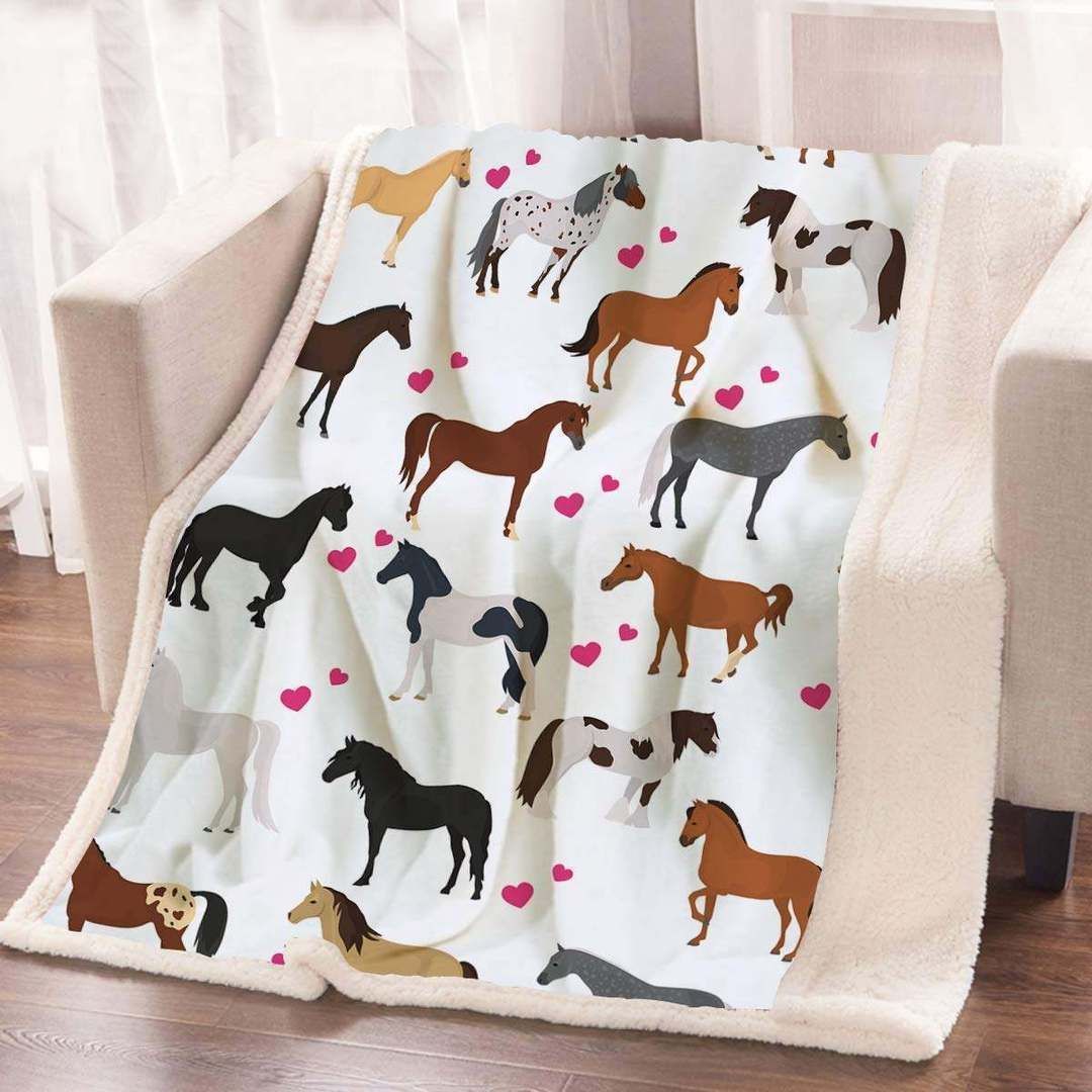 Horse Heart Sherpa Fleece Blanket