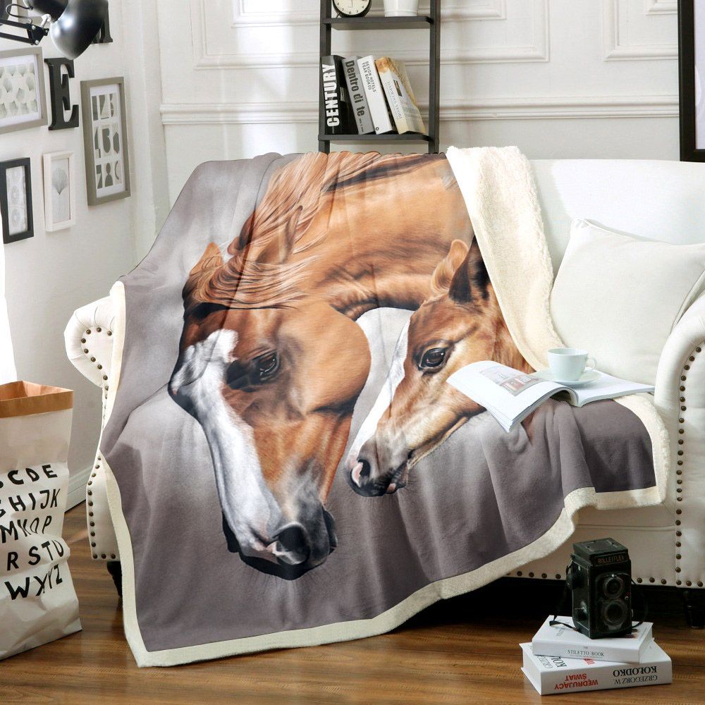 Horse Sherpa Fleece Blanket