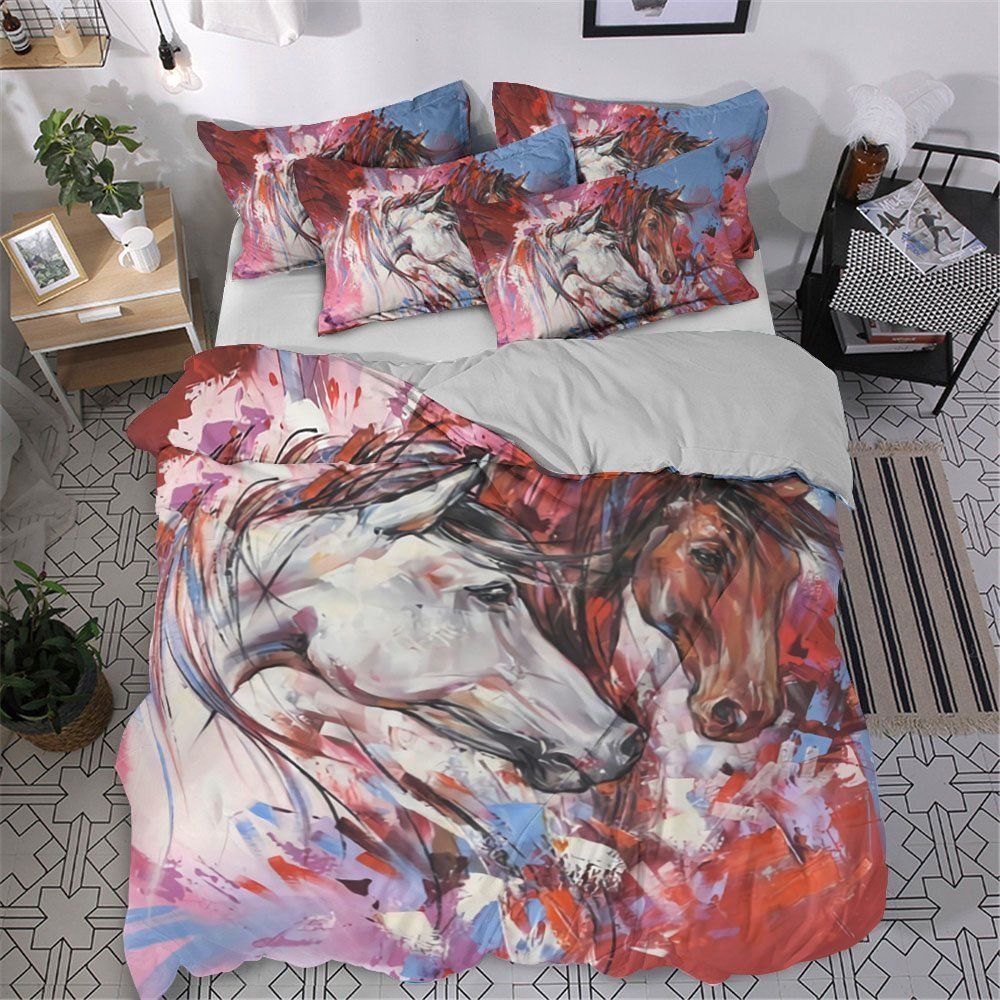 Horse Cotton Bed Sheets Spread Comforter Bedding Set