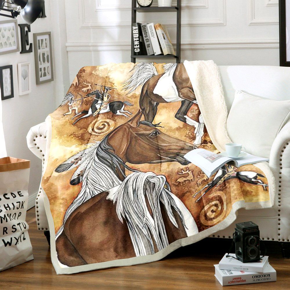 Horse Sherpa Fleece Blanket