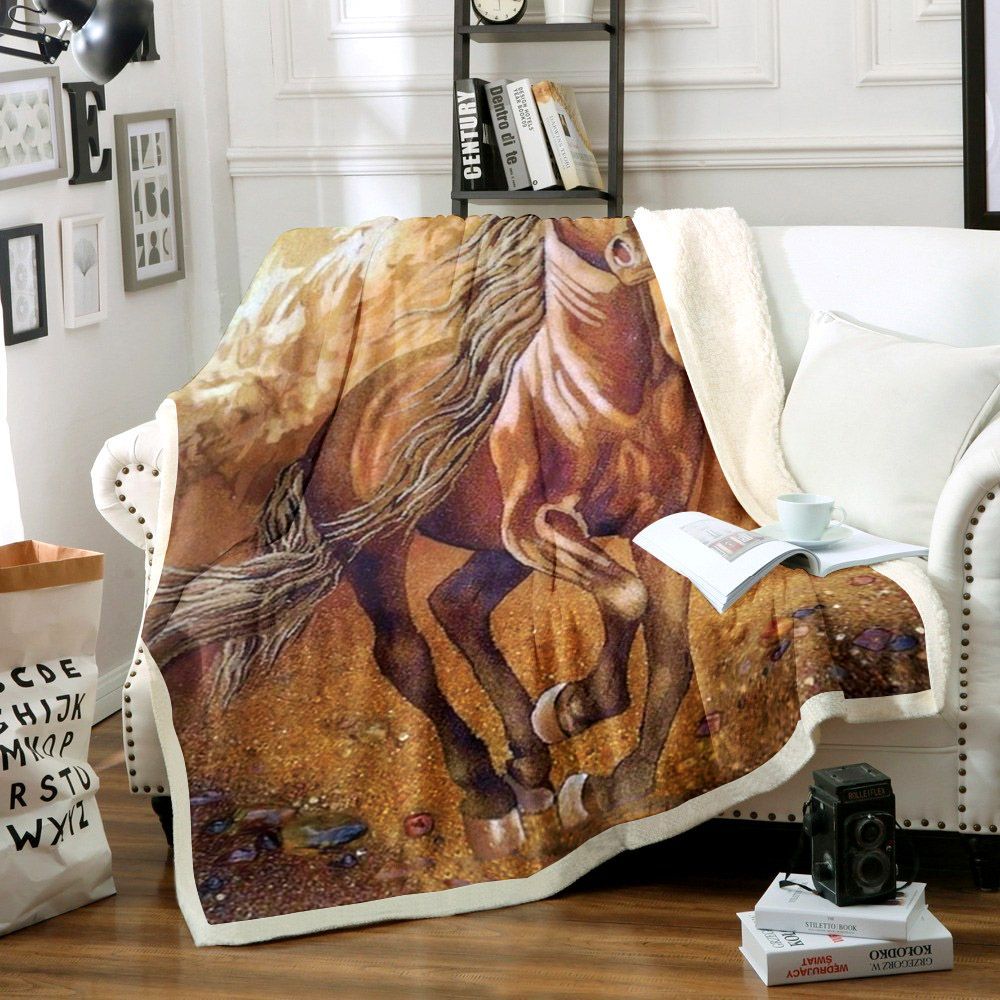 Horse Sherpa Fleece Blanket