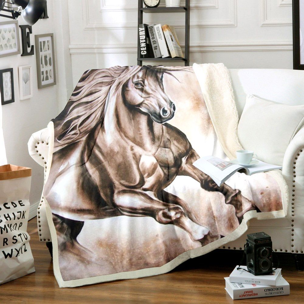 Horse Sherpa Fleece Blanket