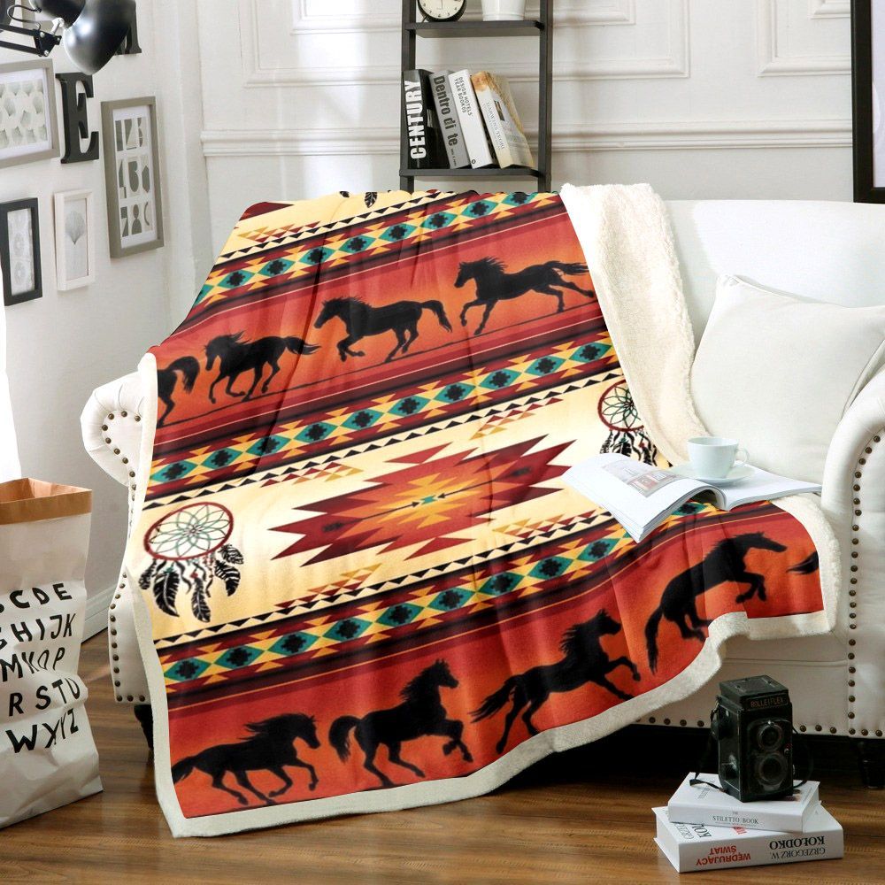 Horse Sherpa Fleece Blanket