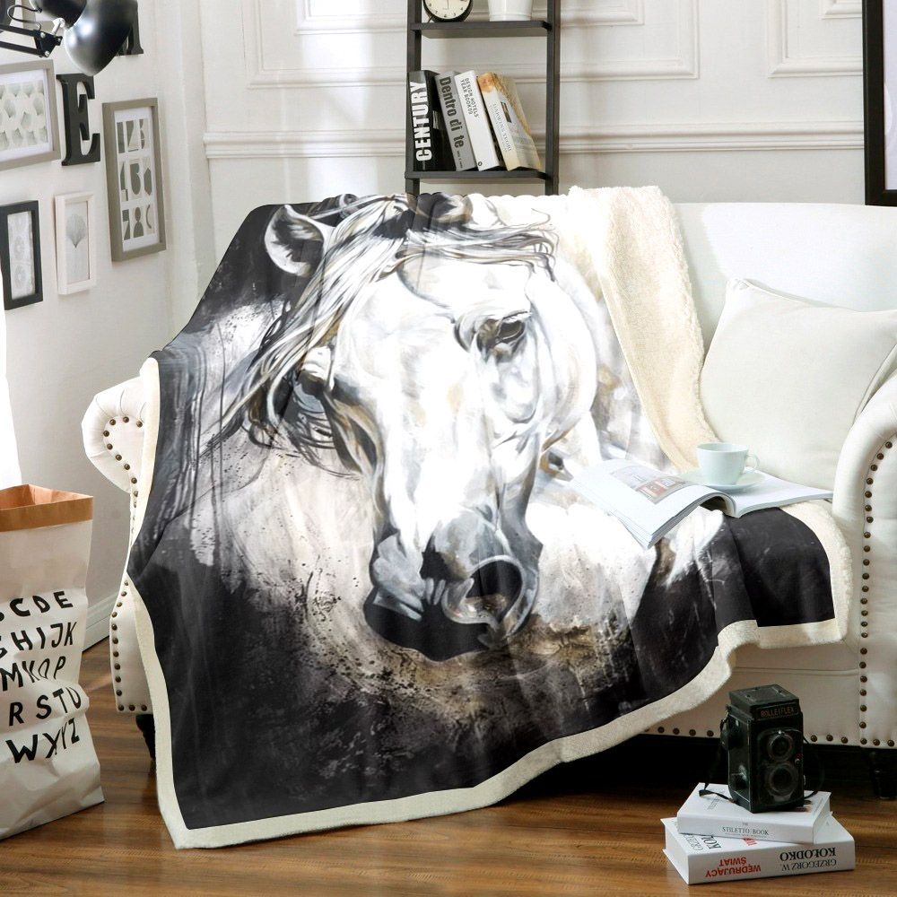 Horse Sherpa Fleece Blanket