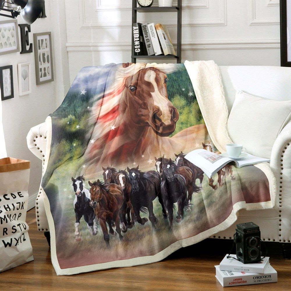 Horse Sherpa Fleece Blanket