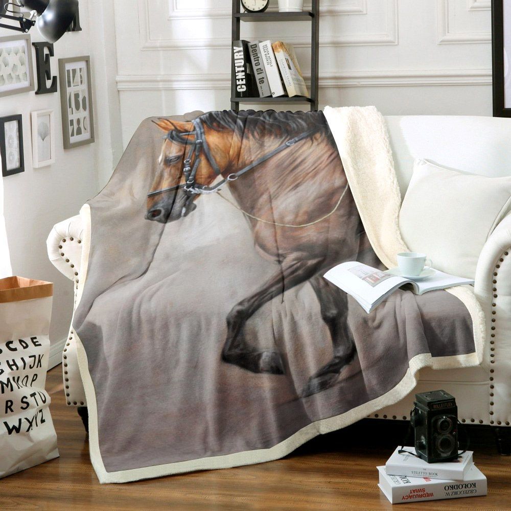 Horse Sherpa Fleece Blanket
