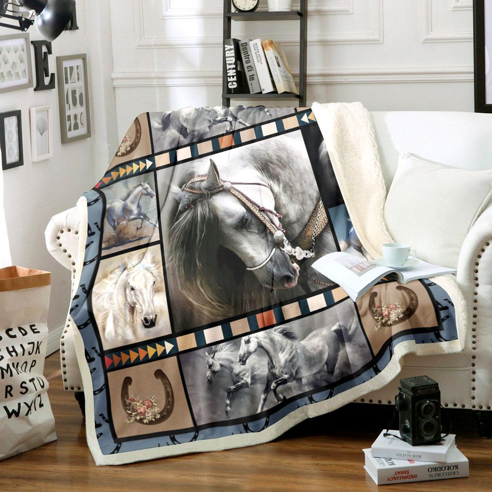 Horse Sherpa Fleece Blanket