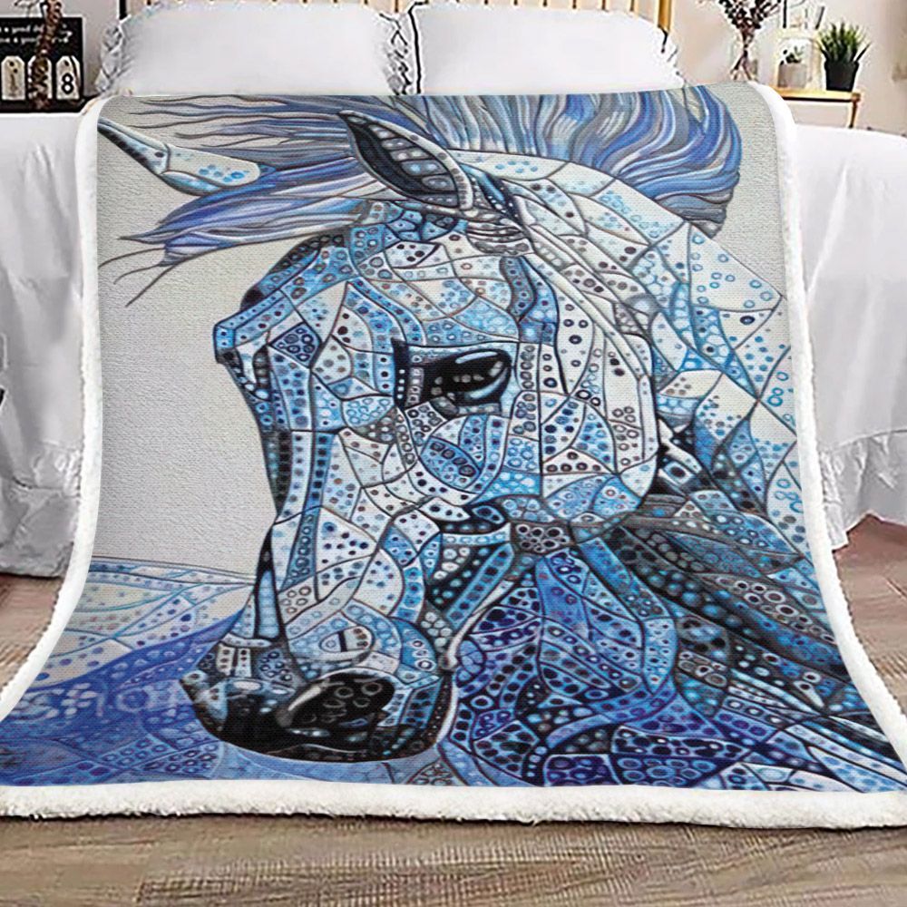 Horse Sherpa Fleece Blanket