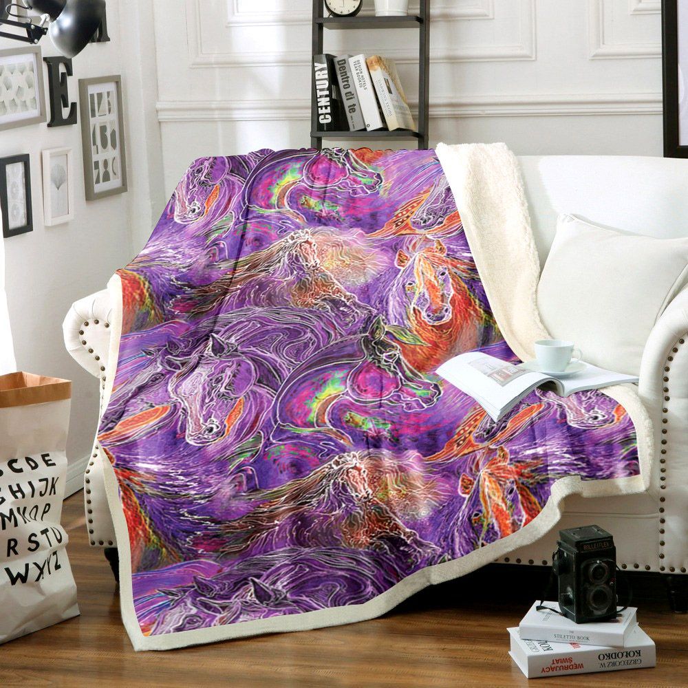 Horse Sherpa Fleece Blanket