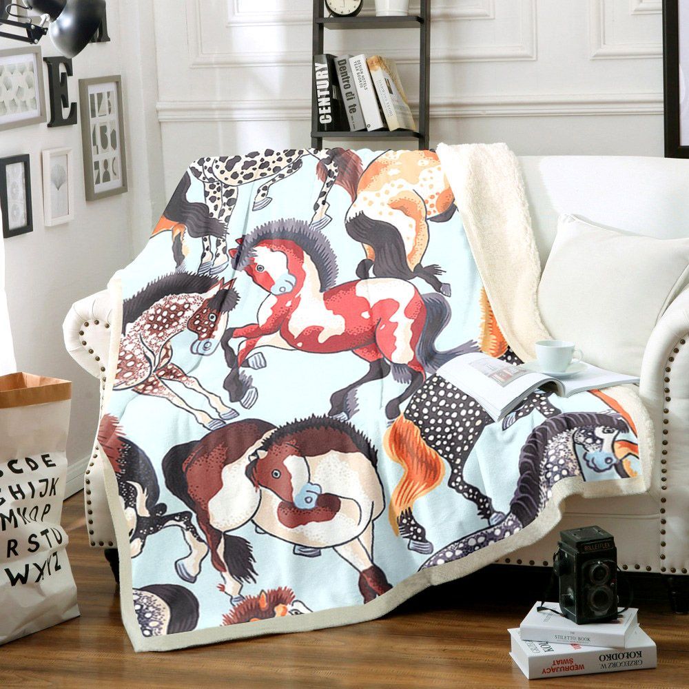 Horse Sherpa Fleece Blanket