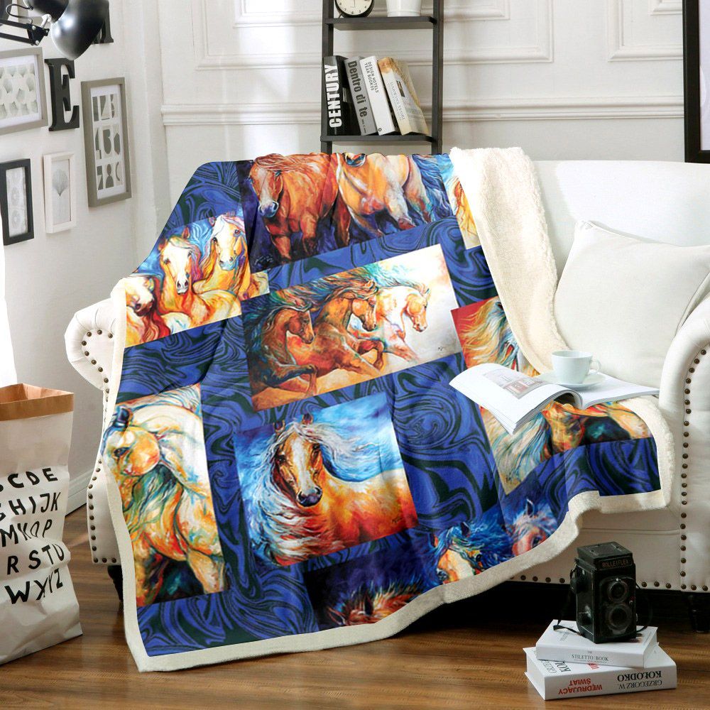 Horse Sherpa Fleece Blanket