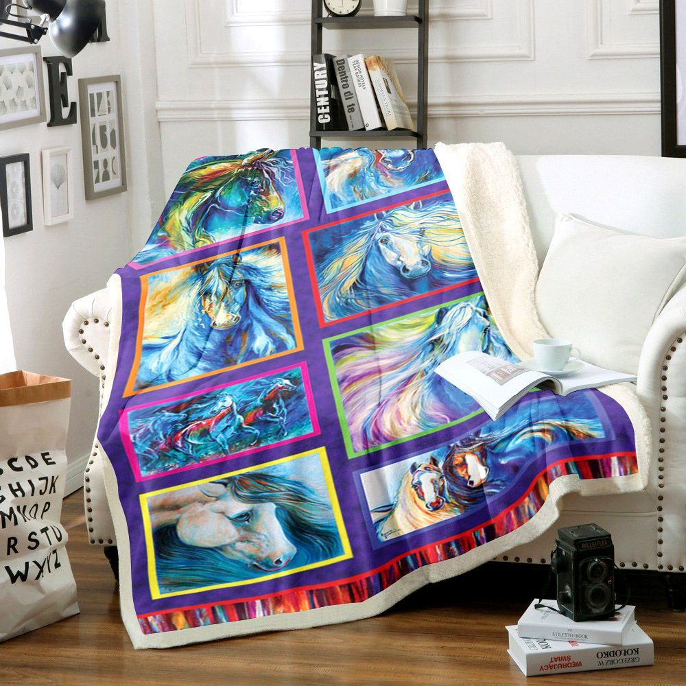 Horse Sherpa Fleece Blanket