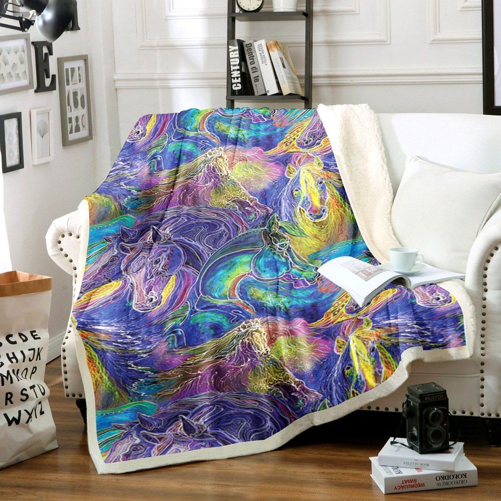 Horse Sherpa Fleece Blanket