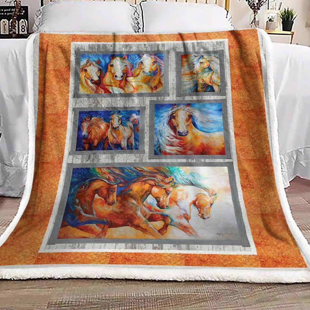 Horse Sherpa Fleece Blanket