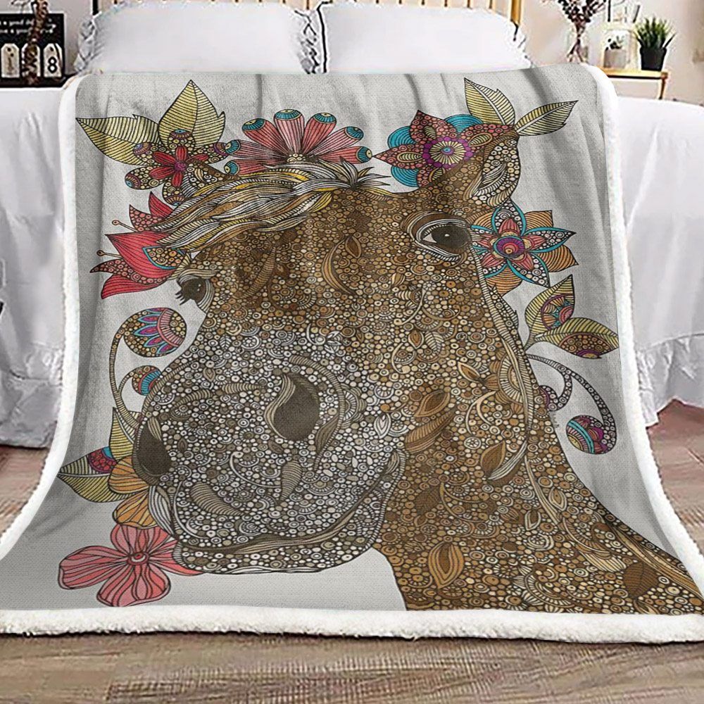 Horse Sherpa Fleece Blanket