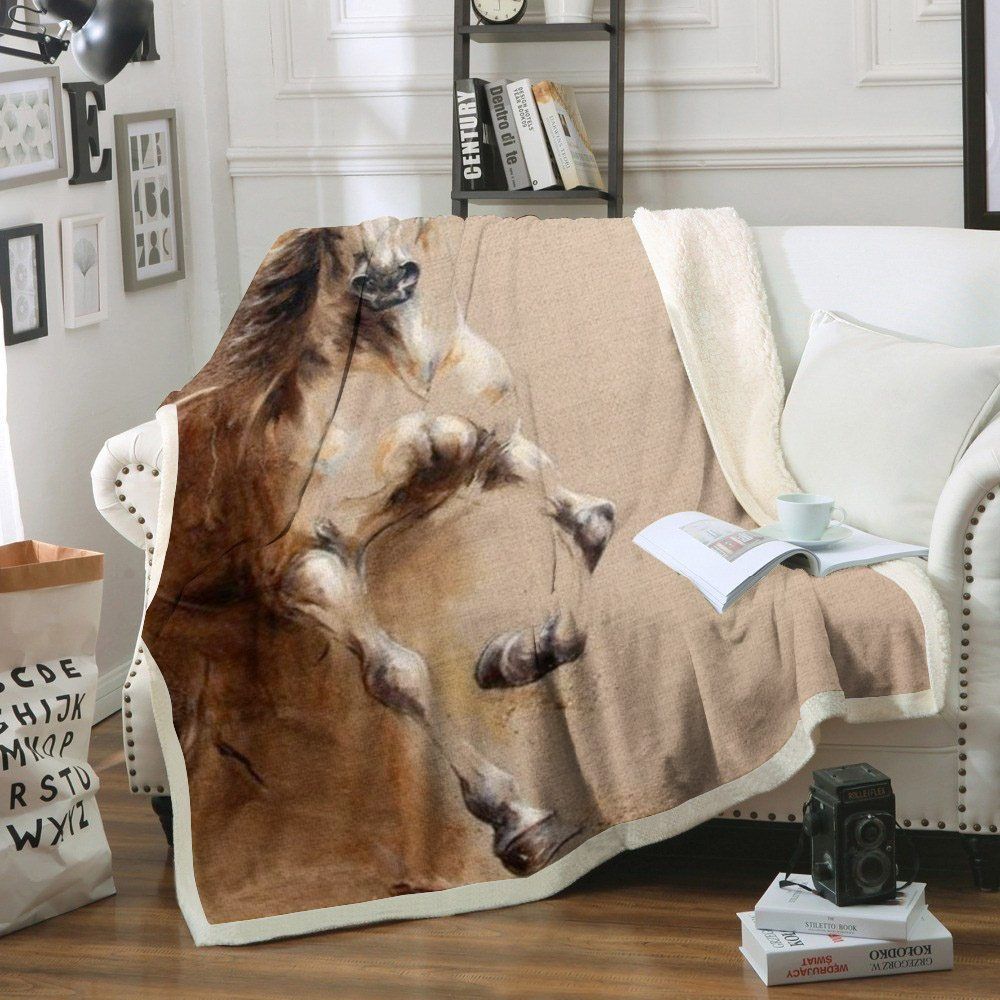 Horse Sherpa Fleece Blanket
