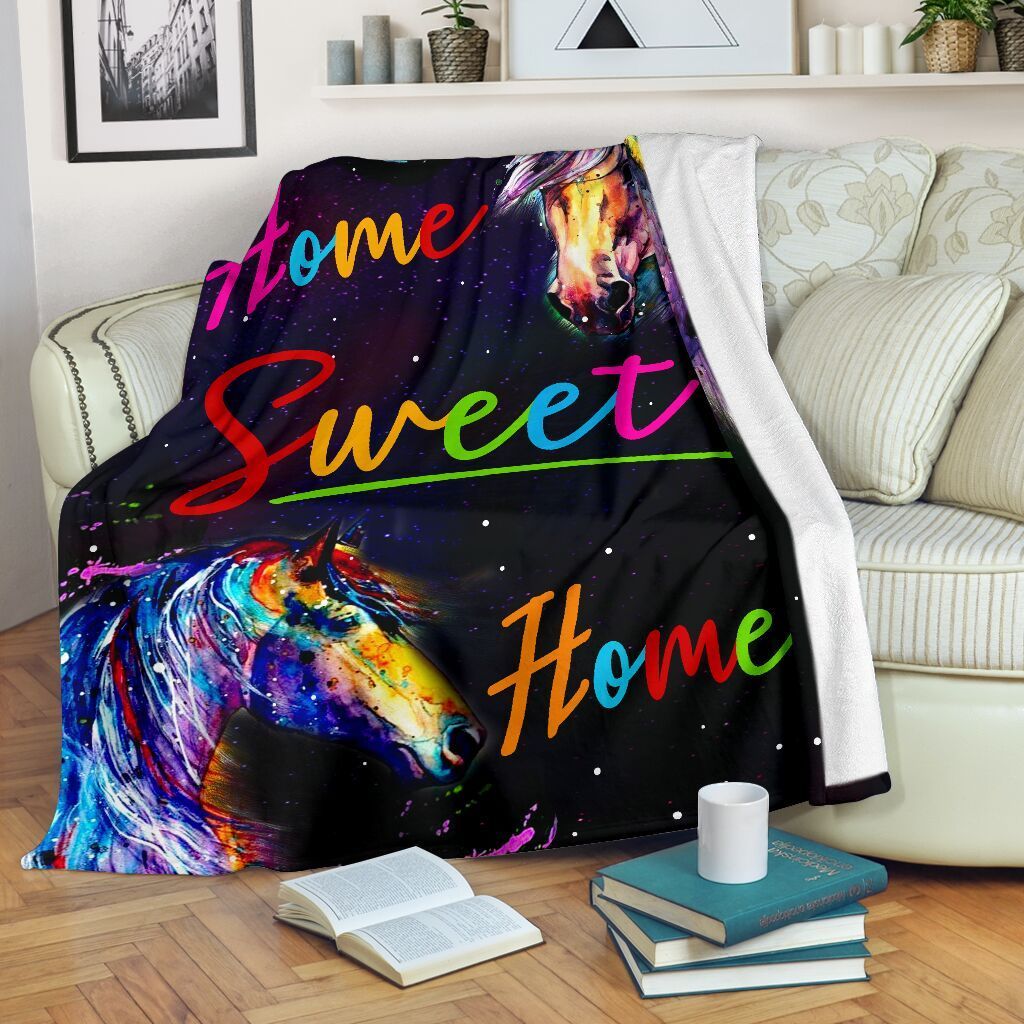 Horse Home Sweet Home Sherpa Fleece Blanket