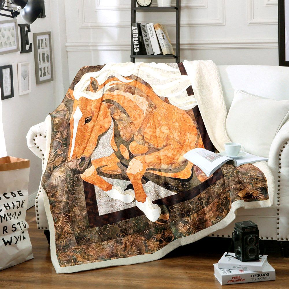 Horse Sherpa Fleece Blanket