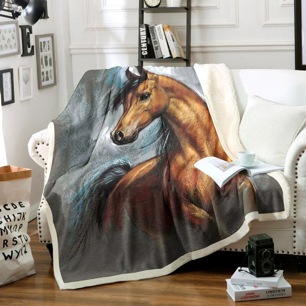 Horse Sherpa Fleece Blanket