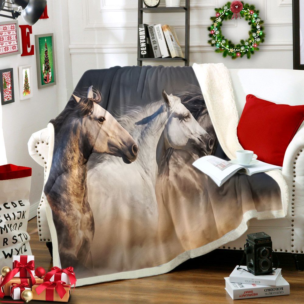 Horse Sherpa Fleece Blanket