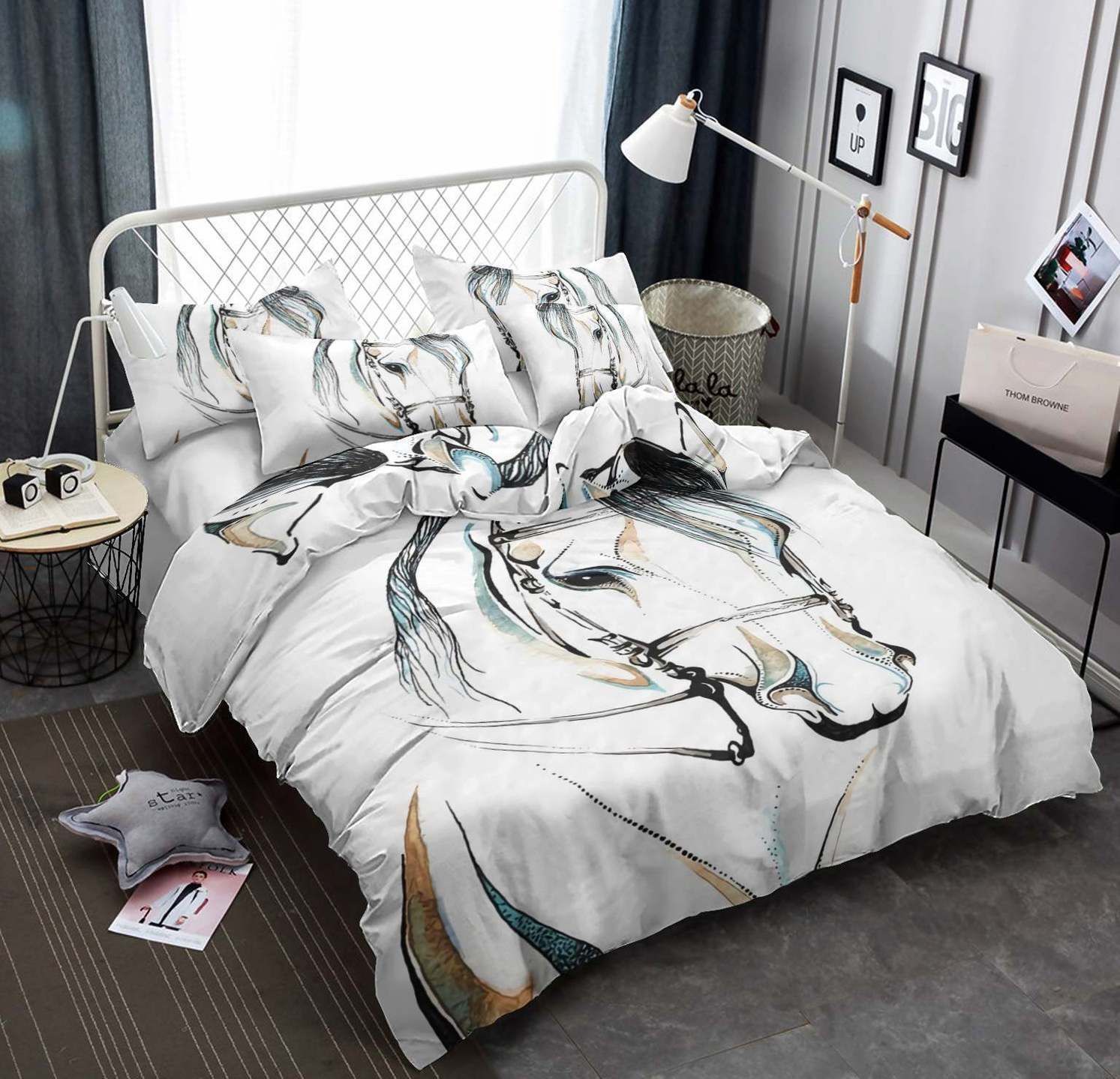 Horse Cotton Bed Sheets Spread Comforter Bedding Set