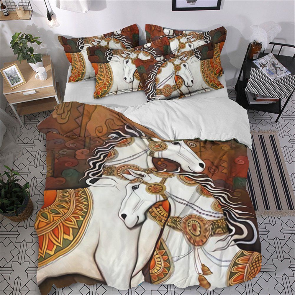 Horse Cotton Bed Sheets Spread Comforter Bedding Set