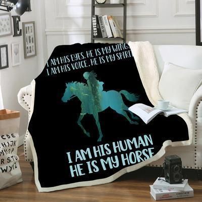 Horse I Am His Eyes Sherpa Fleece Blanket