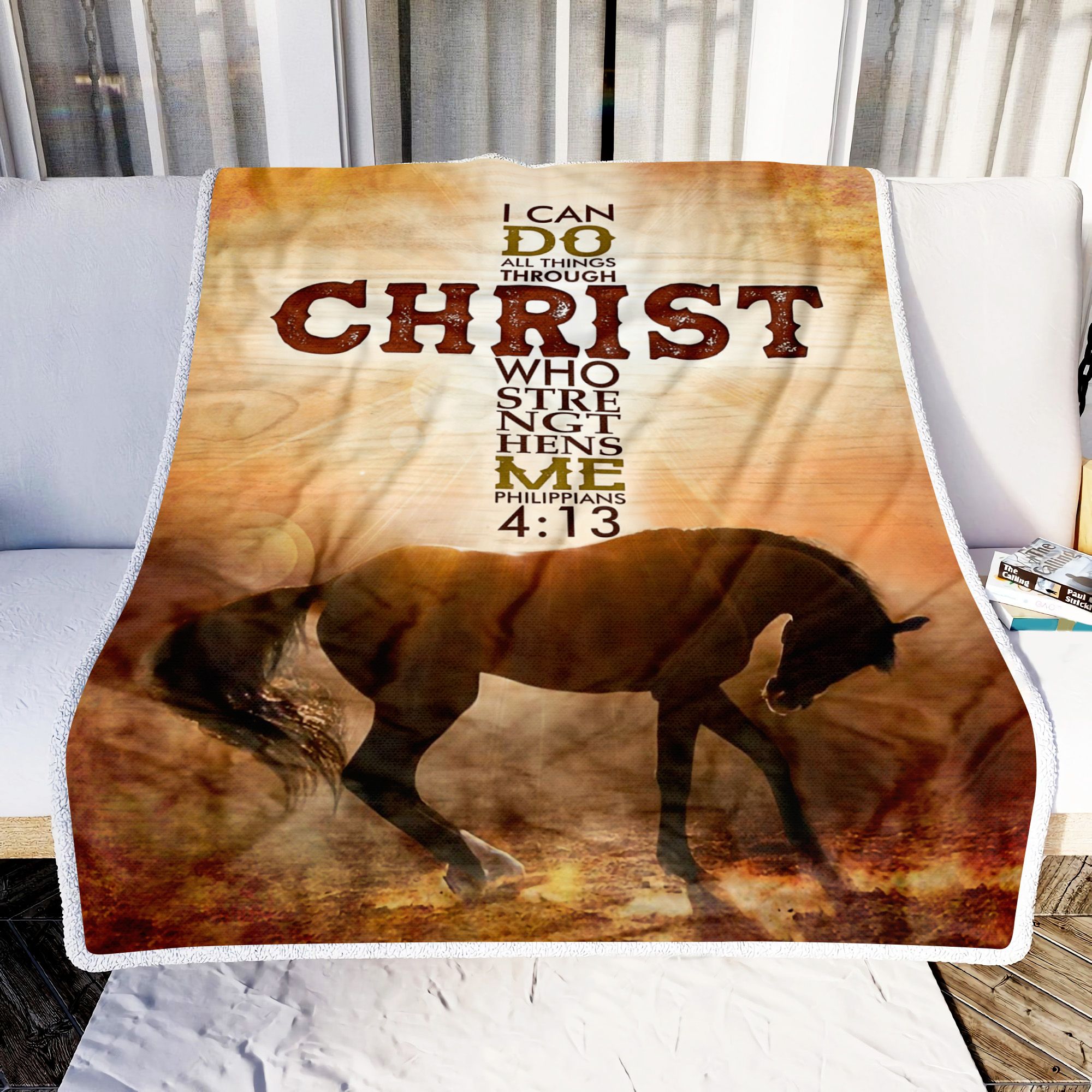 Horse I Can Do All Things Through Christ Fleece Blanket