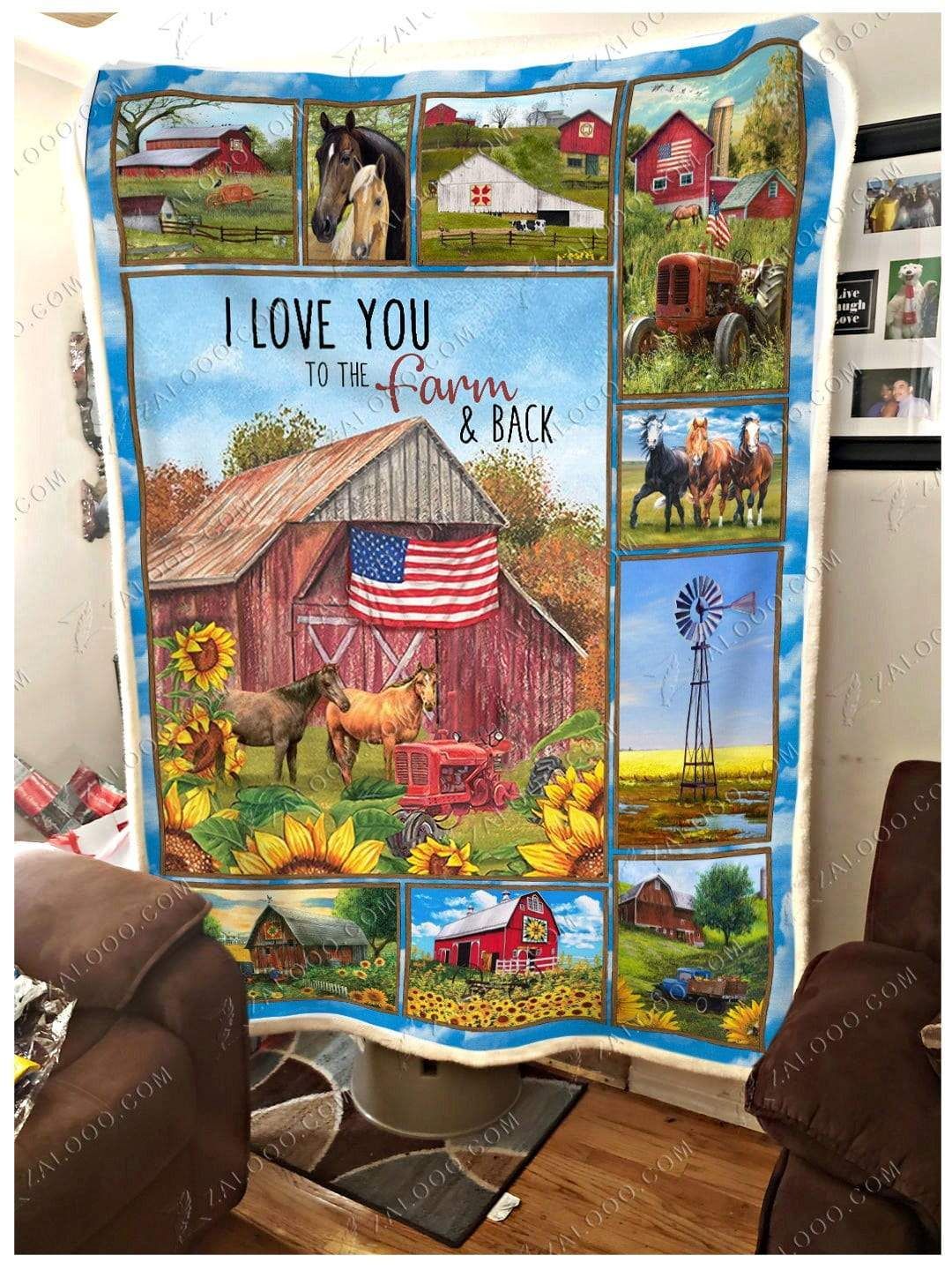 Horse I Love You To The Farm And Back Sherpa Fleece Blanket