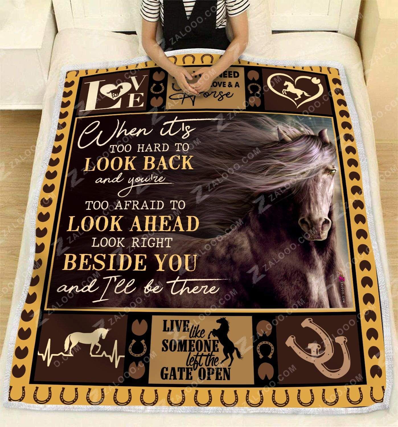 Horse I Will Be There Sherpa Fleece Blanket