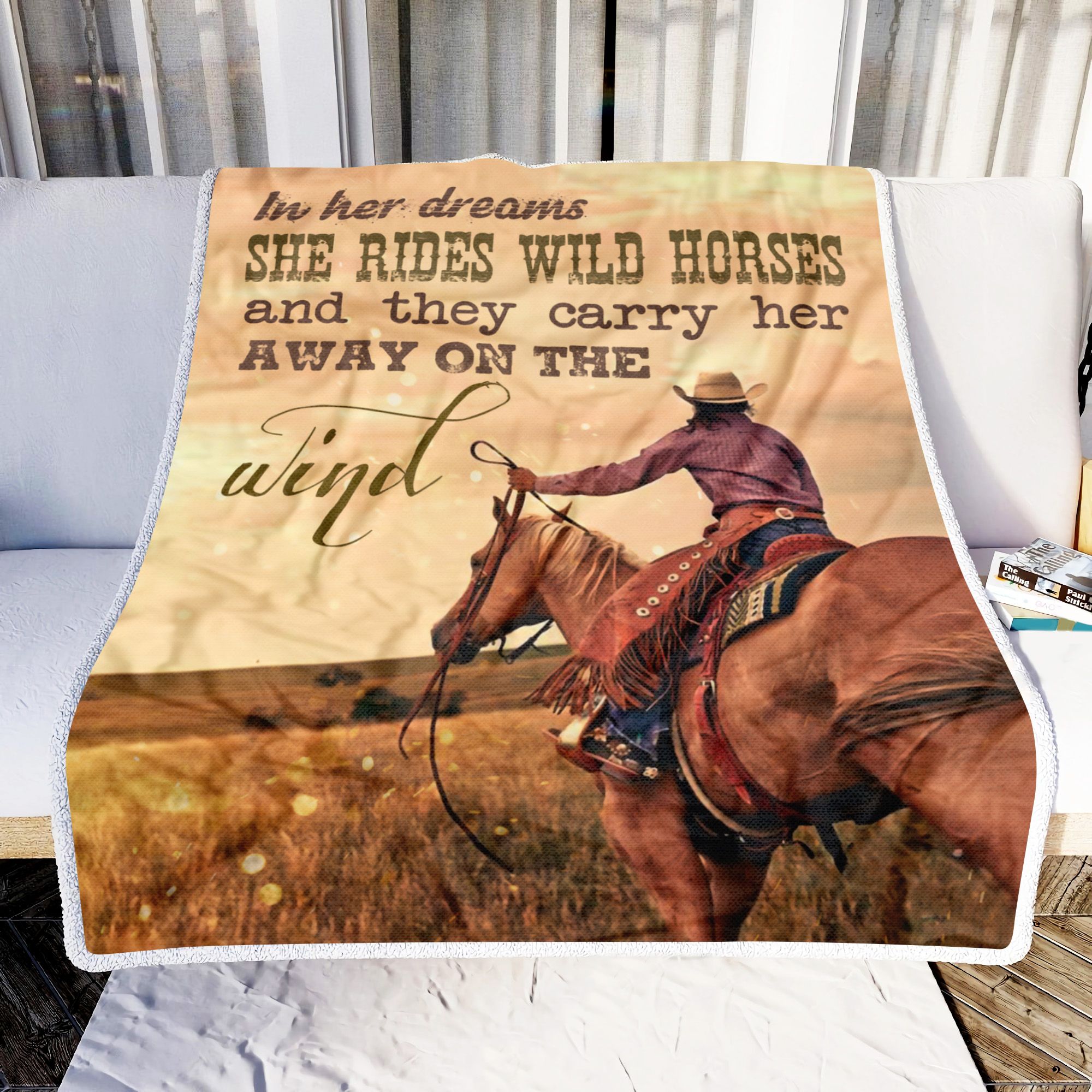 Horse In Her Dreams She Rides Wild Horses Fleece Blanket