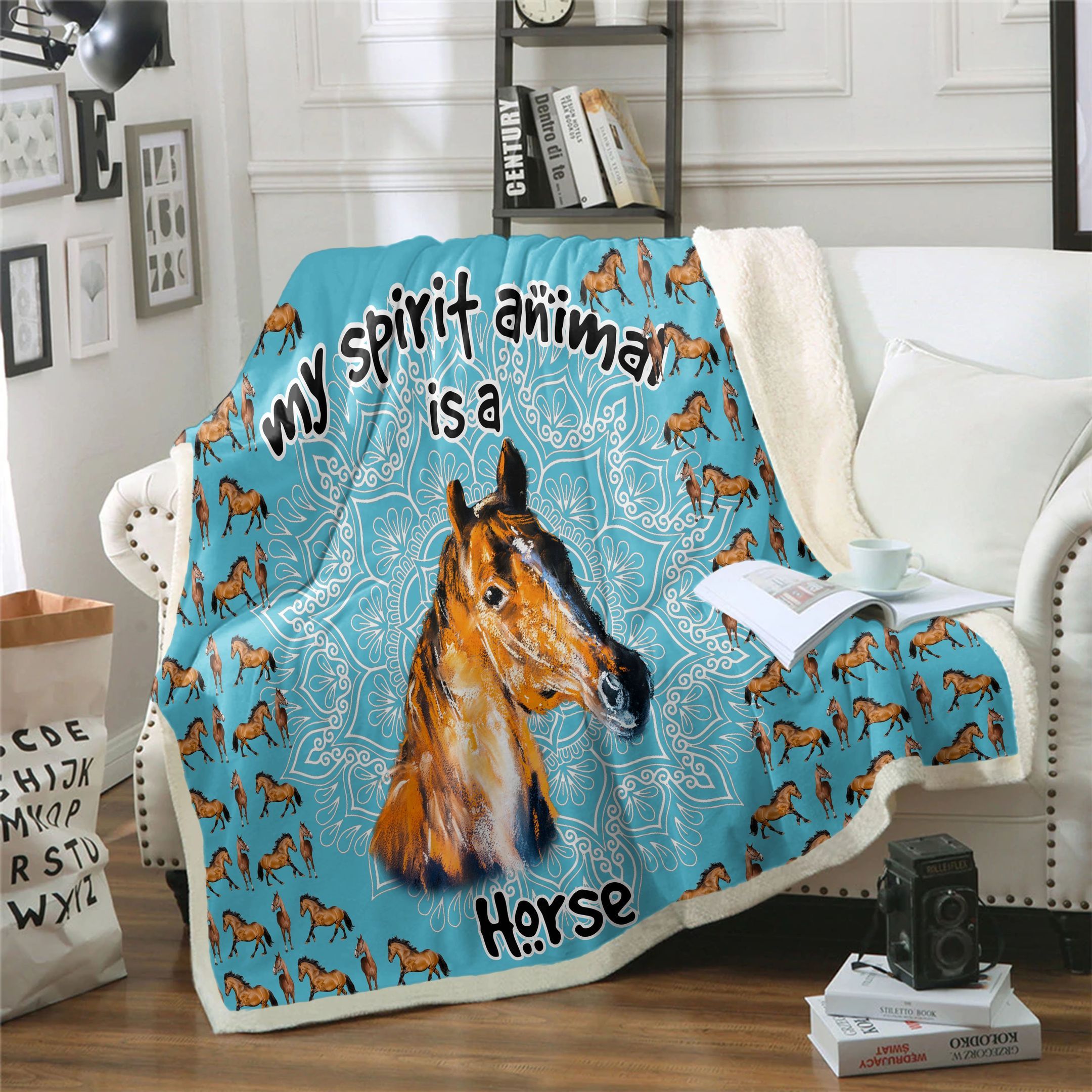 Horse Is My Spirit Animal Sherpa Fleece Blanket