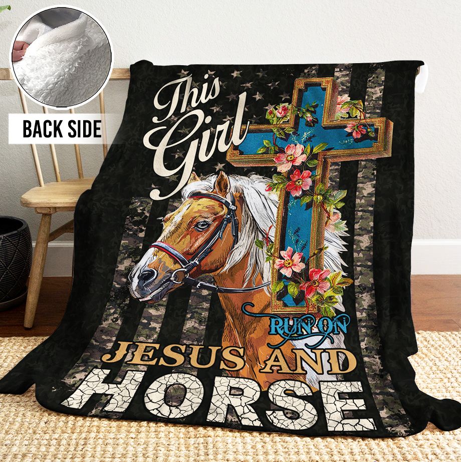 Horse Jesus Sherpa Fleece Blanket