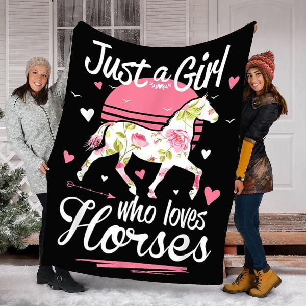 Horse Just A Girl Sherpa Fleece Blanket