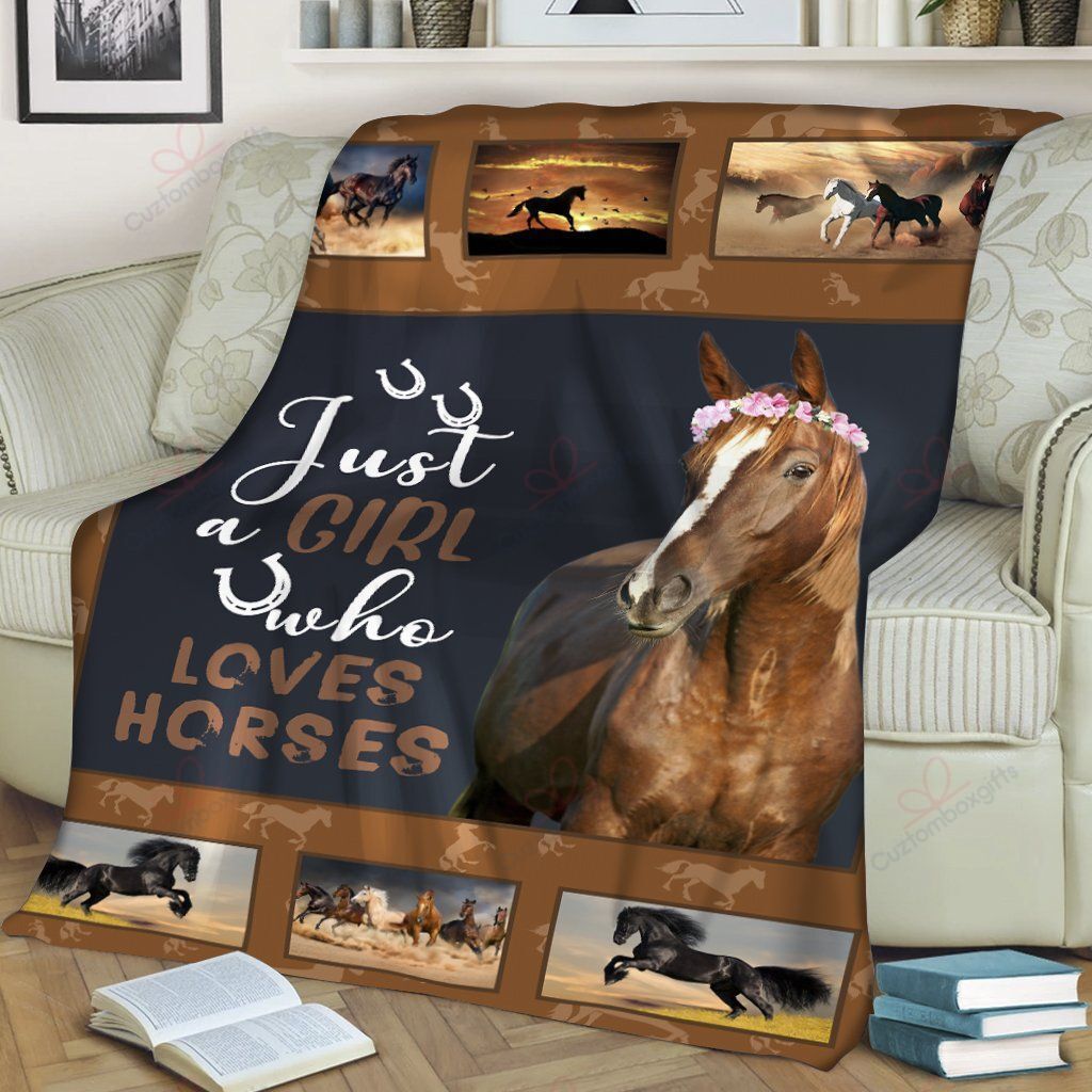 Horse Just A Girl Who Loves Horse Sherpa Fleece Blanket