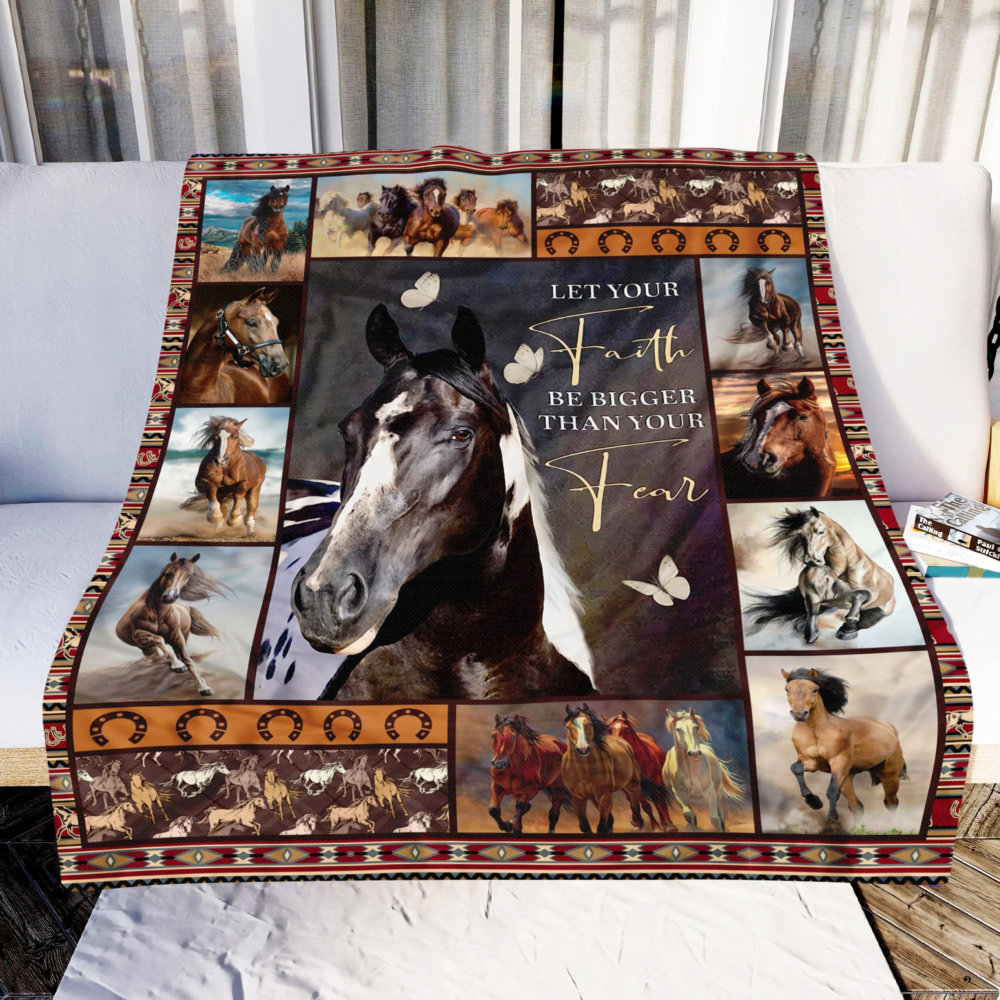 Horse Let Your Faith Be Bigger Fleece Blanket
