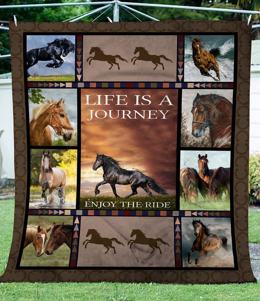 Horse Life Is A Journey Sherpa Fleece Blanket