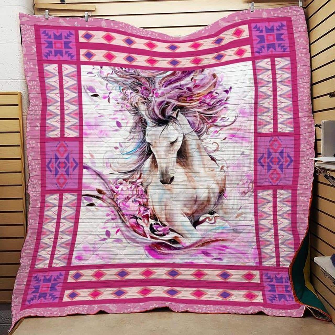 Horse Lovely Pink Horse Quilt Blanket Dhc04012055Dd
