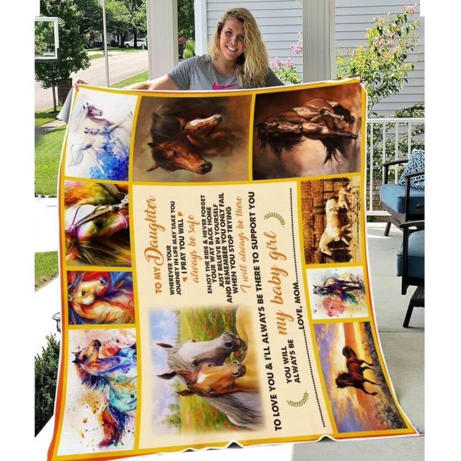 Horse Lover To My Daughter Sherpa Fleece Blanket