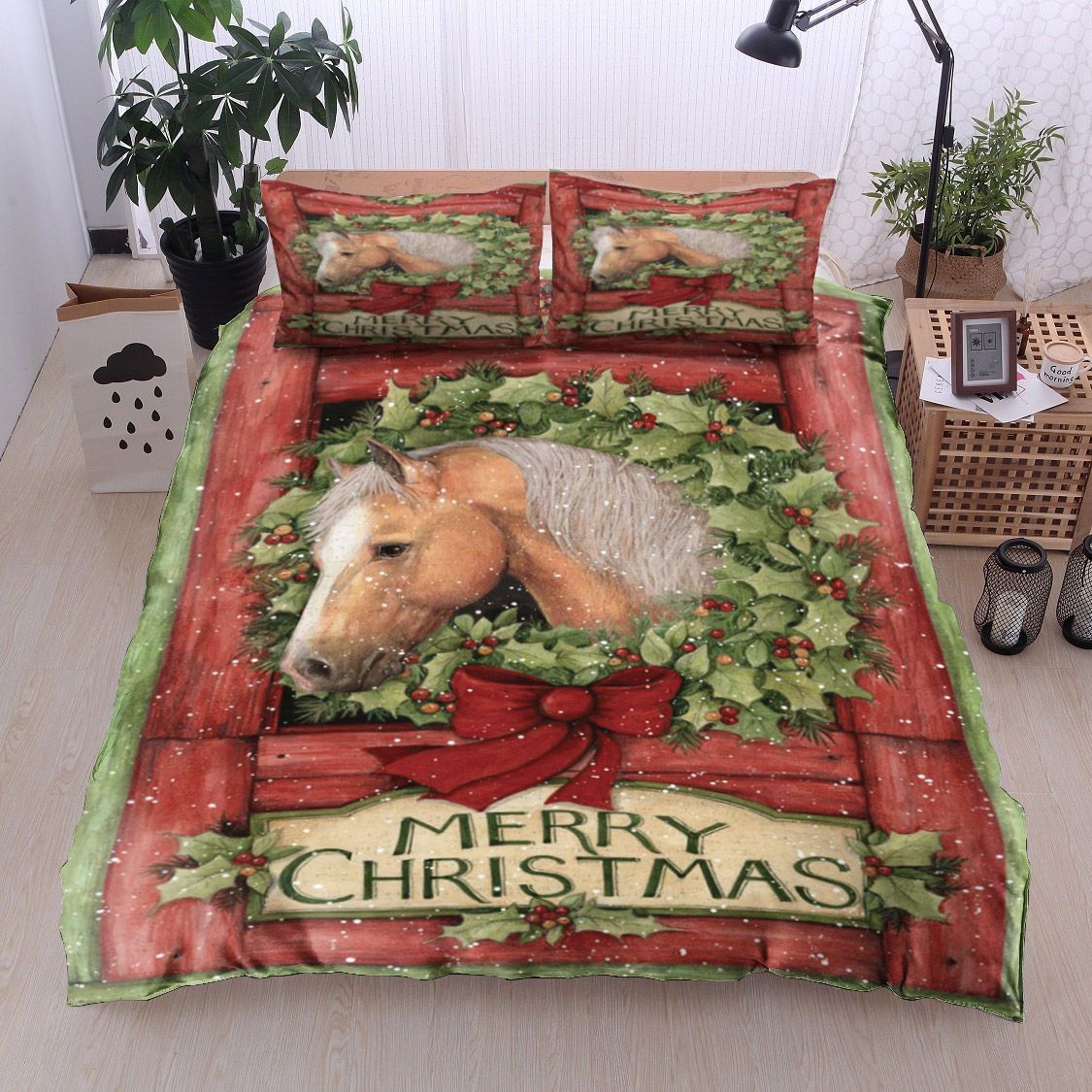 Horse Merry Chrsitmas Bedding Set